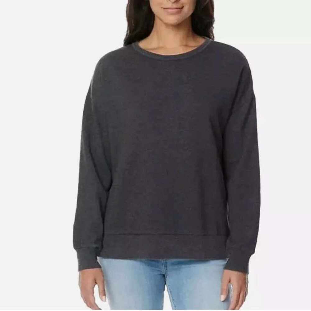 NWT Buffalo Ladies' Long Sleeve Crewneck French Terry Sweatshirt - Black